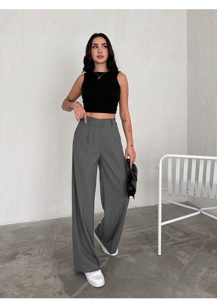 Kadın Beli Lastikli Bol Paça Pantolon