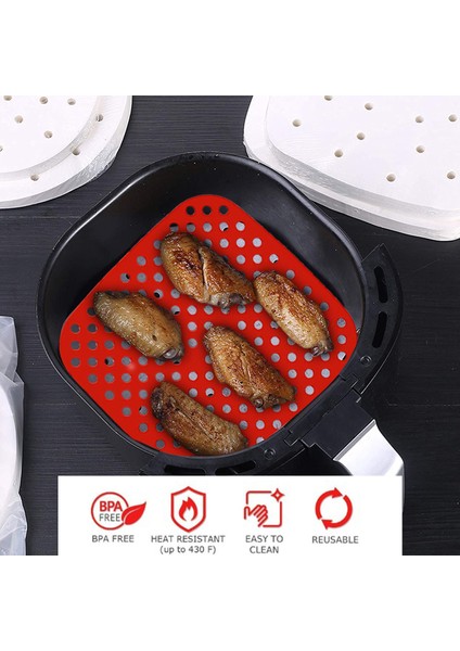 No.4 Tarzı Hava Fritözü Matı 7.5~9 Inç Hava Fritözleri Için Gıda Kalitesi Yapışmaz Silikon Fryer Sepeti Matı (Yurt Dışından)