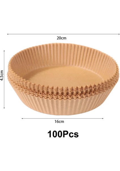 100 Adet Kahverengi Stil Hava Fritözü Tek Kullanımlık Kağıt Liner Anti Yapışkan Mat Buharlı Yuvarlak Kağıt Fırın Matları Mutfak Havafritözü Pişirme Araçları Aksesuarları (Yurt Dışından)