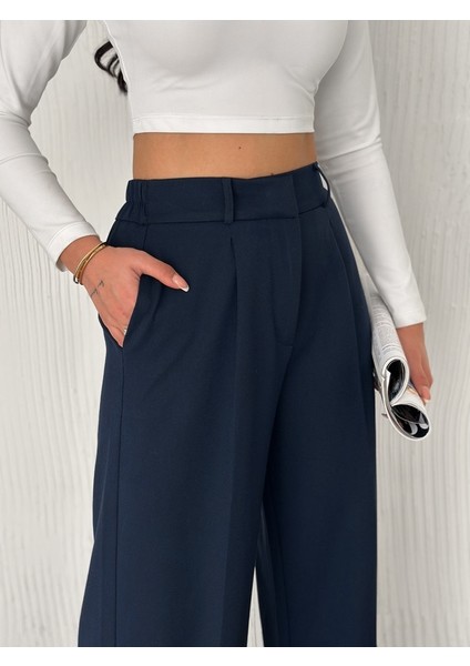 Kadın Beli Lastikli Bol Paça Pantolon