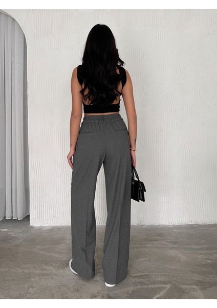 Kadın Beli Lastikli Bol Paça Pantolon