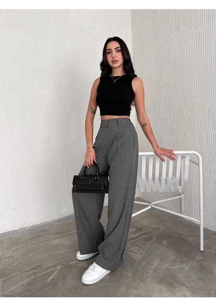 Kadın Beli Lastikli Bol Paça Pantolon indirimleri