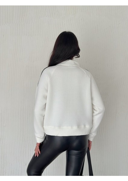 Kadın Yarım Fermuarlı Oversize Sweatshirt Mb- fiyatları
