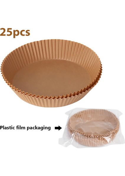 25 Adet Kahverengi 16X4.5CM Tarzı Hava Fritözü Tek Kullanımlık Kağıt Liner Yapışmaz Mat Buharlı Yuvarlak Fırın Kağıt Fırın Matları Mutfak Havafritözü Fırın Aksesuarları (Yurt Dışından)