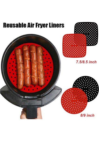 No.8.5 Stili Hava Fritözü Liner Anti Yapışkan Yağ Matları Dayanıklı Fırın Matı Inch Kare Katı Yuvarlak Hamur Işleri Araçları Fırın Tepsisi Silikon Matları (Yurt Dışından)