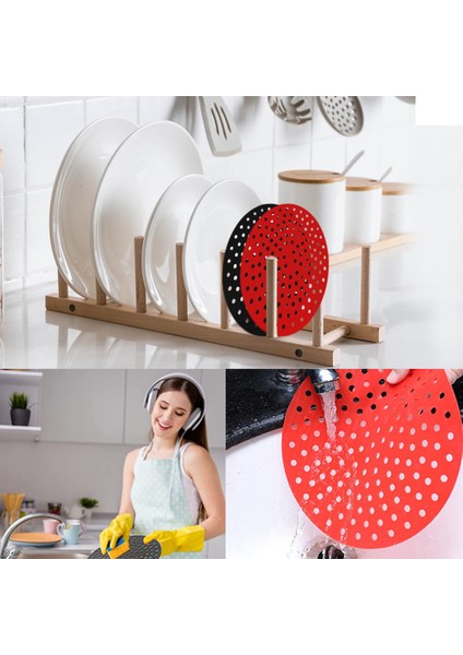 Siyah 04 Stili Yağsız Hava Fritözü Liners Yeniden Kullanılabilir Silikon Yapışmaz Hava Fritöz Matı Buharlı Pişirme Kağıdı Temizlemesi Kolay Yuvarlakkare (Yurt Dışından) fırsatları