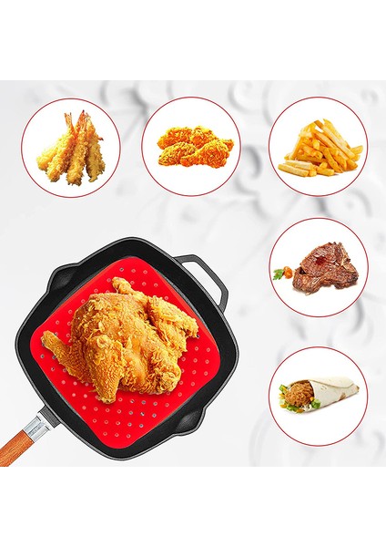 Siyah Stil Hava Fritözü Liner Yapışmaz Silikon Buhar Mat Gıda Sınıfı Yeniden Kullanılabilir Yuvarlak Kare Buhar Sepeti Ped Mutfak Aksesuarları Aracı (Yurt Dışından) indirimleri