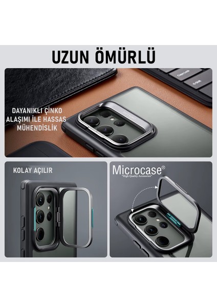 Samsung Galaxy S24 Plus Caıro Serisi Kamera Koruma ve Standlı Kılıf AL4971 Gri