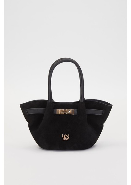 Siyah Kemerli Süet El Çantası