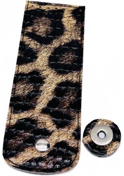 16X6 cm Mıknatıslı Suni Deri Kapak Leopar Renk Gümüş Renk Metalli