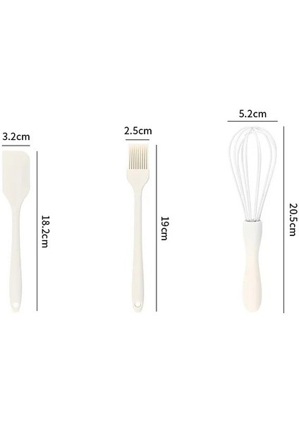 3'lü Silikon Pasta Tatlı Yapma Seti Çırpıcı- Fırça-Spatula