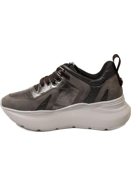 UUHD1TCA Gri Deri Dolgu Topuklu Kadın Sneaker modelleri