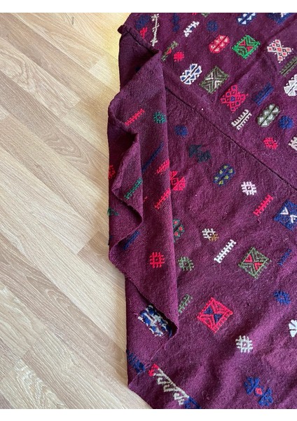 152 x 268 cm el Dokuma Kilim Halı, Yıkanabilir Bordo Kilim, Boho Stili Büyük Boy Halı modelleri