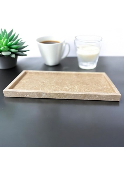 Doğal Traverten Mermer Dikdörtgen Sunum Tabağı - Tepsi 28X12 cm modelleri