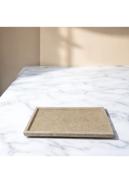 Doğal Traverten Mermer Dikdörtgen Sunum Tabağı - Tepsi 28X12 cm fırsatları