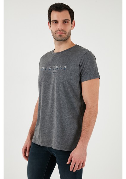 Baskılı Bisiklet Yaka Pamuklu Slim Fit T Shirt Erkek T SHİRT 541DPRTMNT24