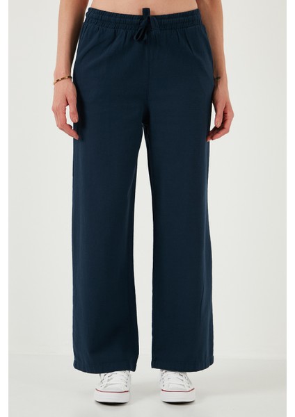 Pamuklu Relaxed Fit Yüksek Bel Bol Paça Pantolon Bayan PANTOLON 668YP5118