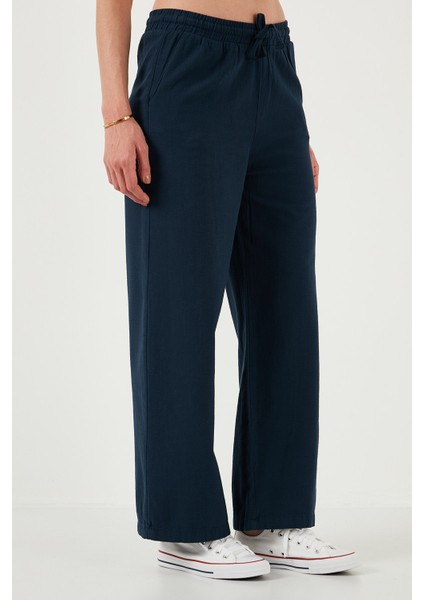 Pamuklu Relaxed Fit Yüksek Bel Bol Paça Pantolon Bayan PANTOLON 668YP5118