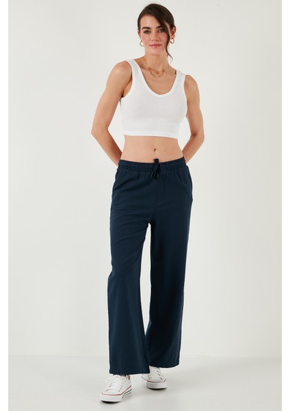 Pamuklu Relaxed Fit Yüksek Bel Bol Paça Pantolon Bayan PANTOLON 668YP5118