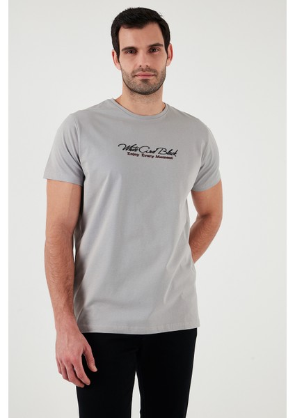 Pamuklu Slim Fit Bisiklet Yaka Yazılı T Shirt Erkek T SHİRT 541ENJOY modelleri