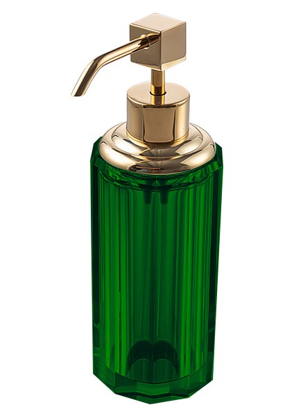 Cyrstal Bath Accessory Soap Dispenser Green-Gold Color 80 ml