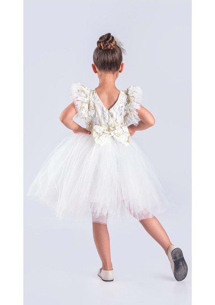 Kız Çocuk Nakışlı Tütü Etek Elbise MNK0578