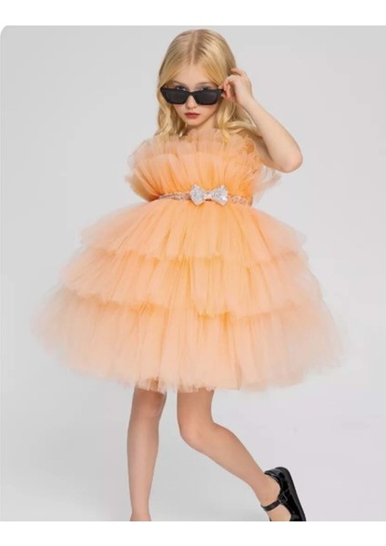 Saten Kumaş , Tütülü Nimfea Kız Çocuk Abiye Elbise MNK0597