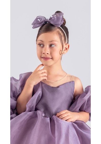 Kız Çocuk Abiye Elbise Uzun Kol Tül Detaylı Özel Günler İçin fiyatları