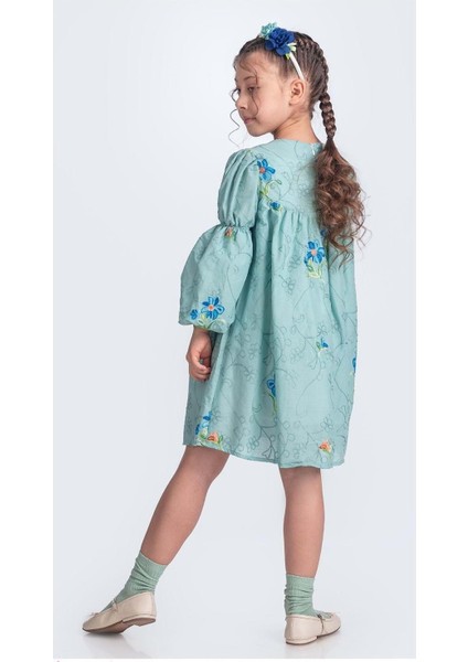 Otantik Akdeniz Çiçek Nakışkız Çocuk Müslin Elbise M00706 fiyatları