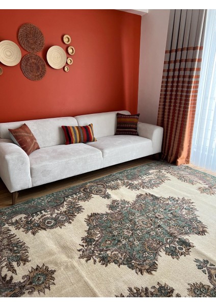 207 x 306 cm büyük Boy Vintage Salon Halısı, Ender Desenli Harika Kondisyonlu, Çiçek Desenli fiyatları