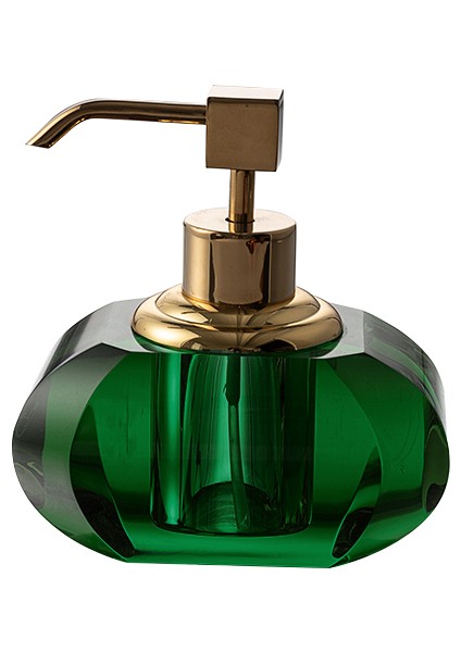 Cyrstal Bath Accessory Soap Dispenser Green Gold Color 80 ml