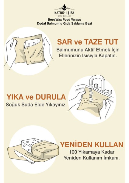 Balmumlu Doğal Gıda Saklama Bezi 5 Parça Balmumu Bez Beeswax Food Wraps (Balmumu Bezi) indirimleri