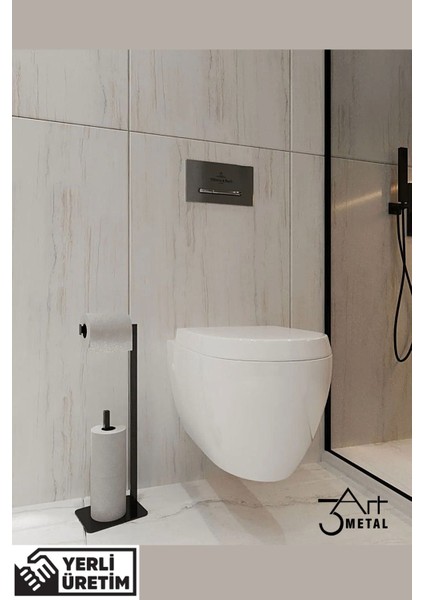 Modern Ayaklı Tuvalet Kağıtlığı ve Banyo Havlu Askısı - Kağıt Havlu Askısı - Peçetellik
