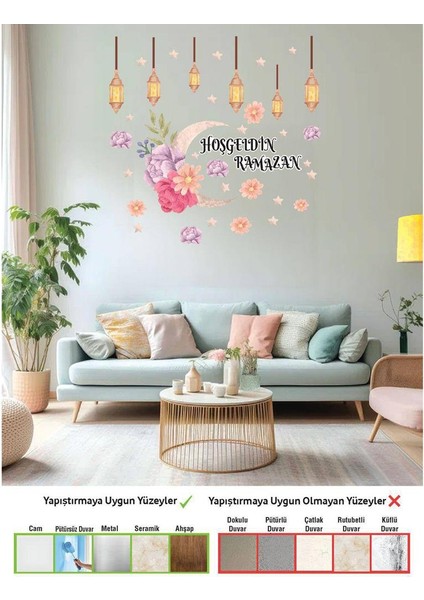 Siyah Gold Lüks Hoşgeldin Ramazan Temalı Stickerlı Ledli Süsleme Seti (Paket:1)
