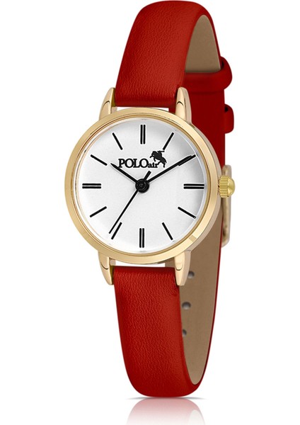 Zarif Deri Kordon Kadın Kol Saati Kırmızı-Gold PL-1482B9X