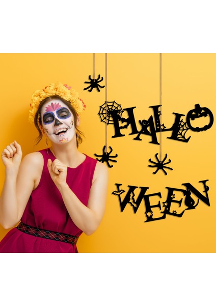 Halloween 5'li Set - Cadılar Bayramı Parti Metal Duvar Dekoru