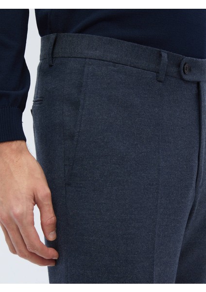 Açık Lacivert Düz Dokuma Fitted Fit Klasik Pantolon