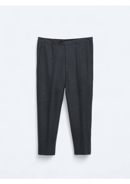 Açık Lacivert Düz Dokuma Fitted Fit Klasik Pantolon