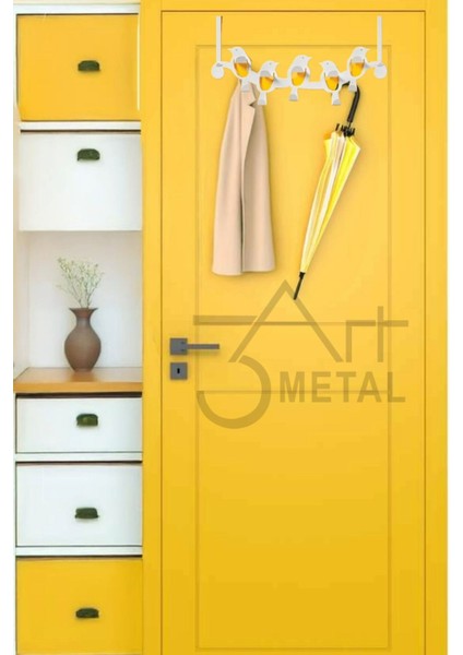 Metal Amerikan Kapı Arkası Askılık - Dekoratif Demir Banyo Askısı - Kuş Detaylı Askılık
