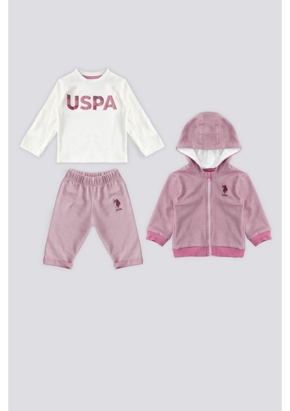 Pembe Fermuarlı Bebek 3'lü Takım