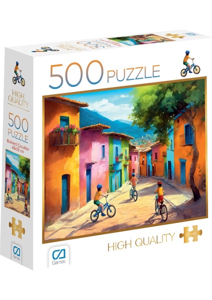 Bisikletli Çocuklar 500 Parça 2,2mm Kalınlık 33X48CM Profesyonel Hobi Puzzle Yapboz Serisi