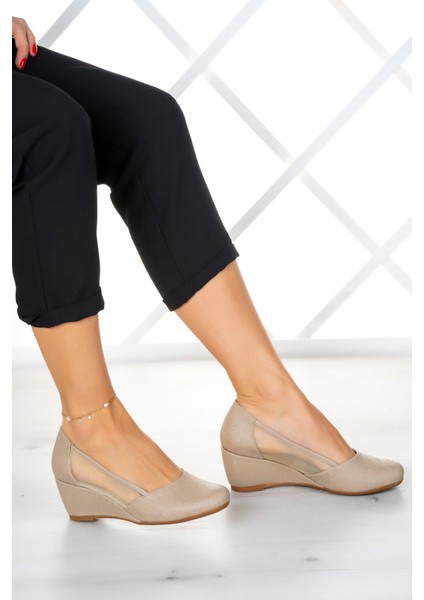 Evelyn Ten Nano Fileli Dolgu Topuklu Ayakkabı