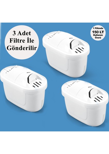 Su Arıtma Sürahisi + 3 Adet Filtre I Pure+ ve Maxtra+ Filtreleri ile Uyumlu