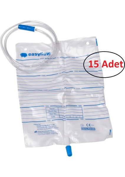 Musluklu Steril İdrar Torbası 2000 ml 15'li Paket