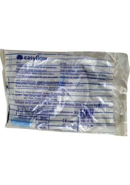 Musluklu Steril İdrar Torbası 2000 ml 10'lu Paket
