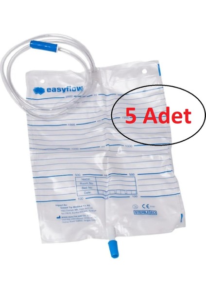 Musluklu Steril İdrar Torbası 2000 ml 5'li Paket