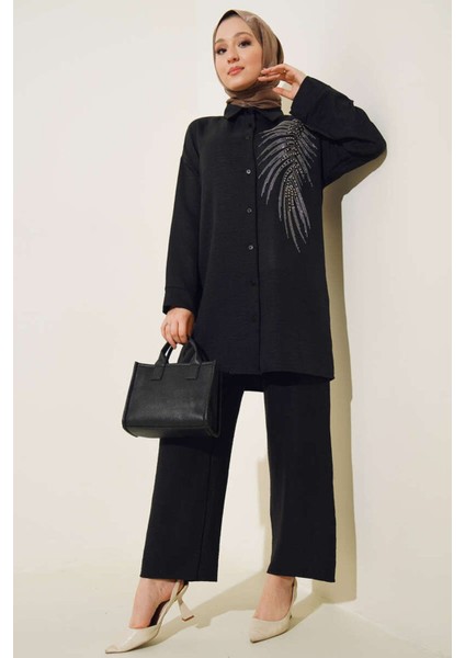 Önü Taşlı Keten Takım