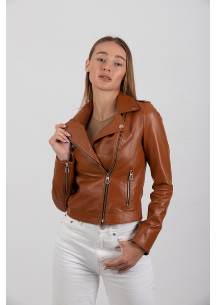 Mamba Kadın Deri Ceket - Kahverengi, L-40 modelleri