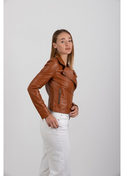 Mamba Kadın Deri Ceket - Kahverengi, L-40 fırsatları
