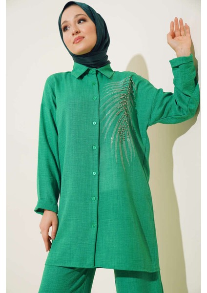 Önü Taşlı Keten Takım fiyatları